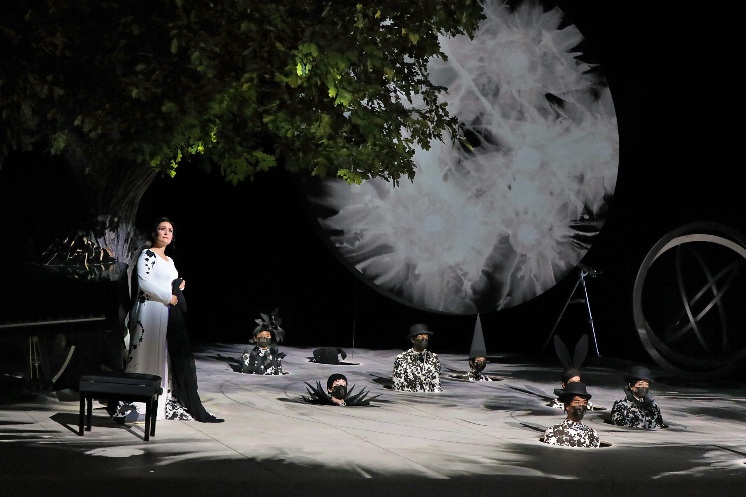 Erin Morley (Tytania), Dancers (Fairies). Photo by Curtis Brown for the Santa Fe Opera, 2021.