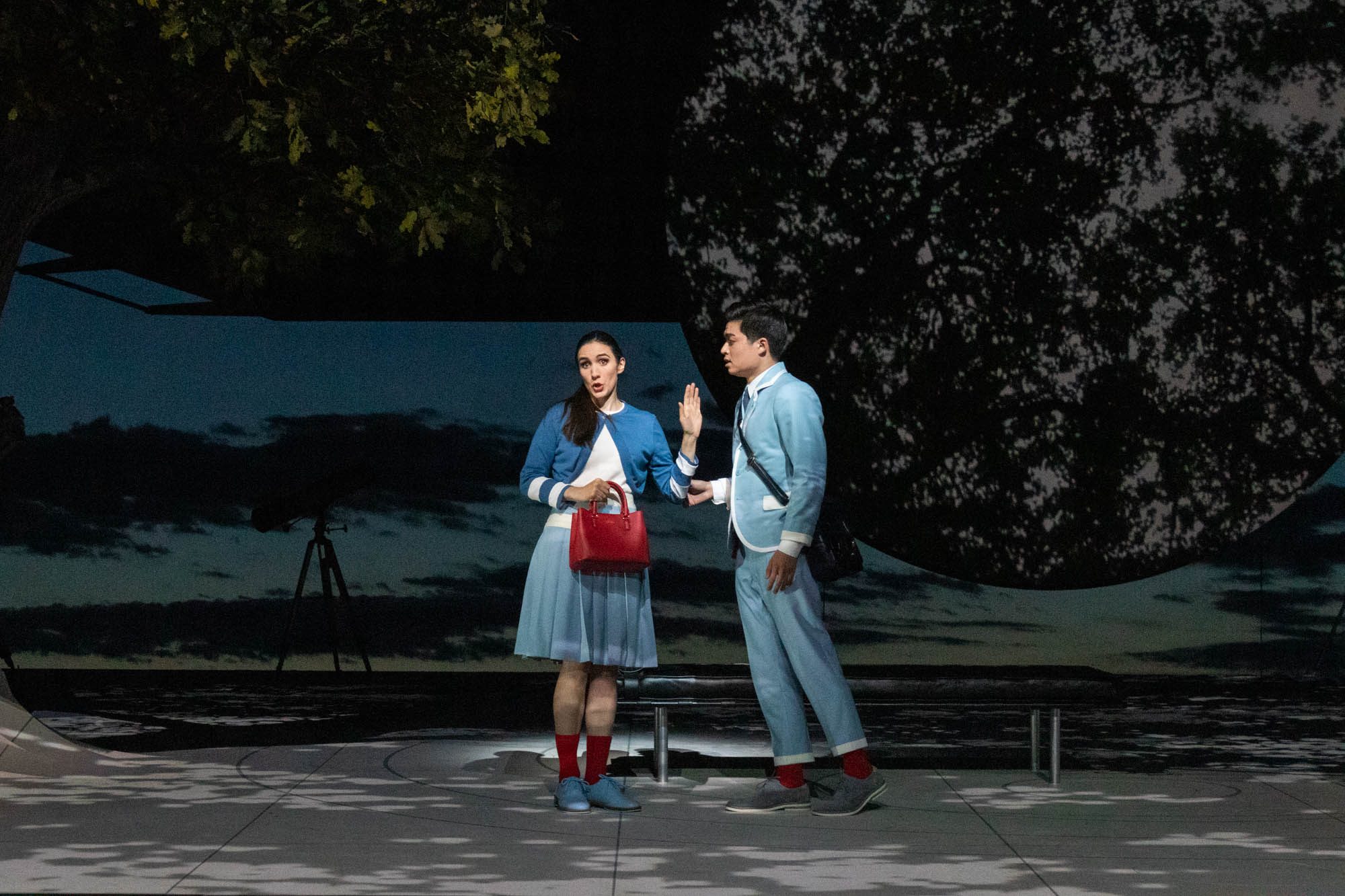 Adanya Dunn (Hermia), Duke Kim (Lysander). Photo by Dune Alford for the Santa Fe Opera, 2021.