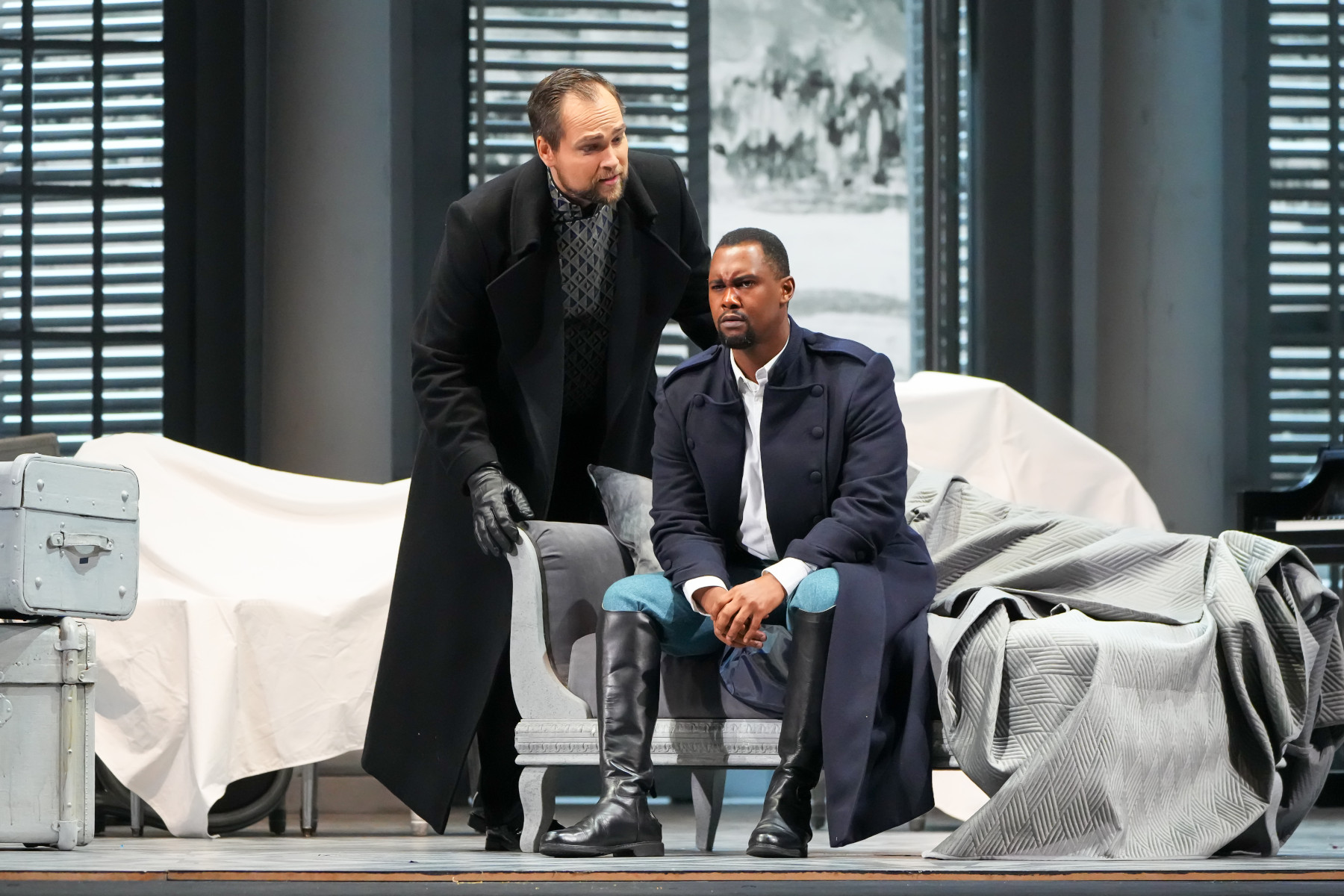 Iago (Alek Shrader) and Otello (Khanyisa Gwenxane).